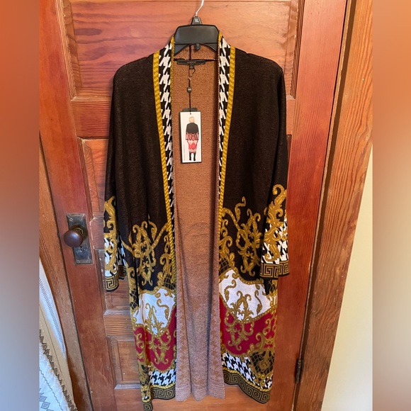 Maxsport Long Multicolored Bohemian Cardigan with pockets - Picture 1 of 6
